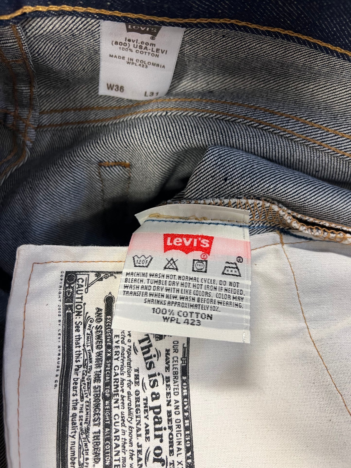 LEVI’s 501xx 36x31 Shrink-to-fit Denim Jeans Deadstock