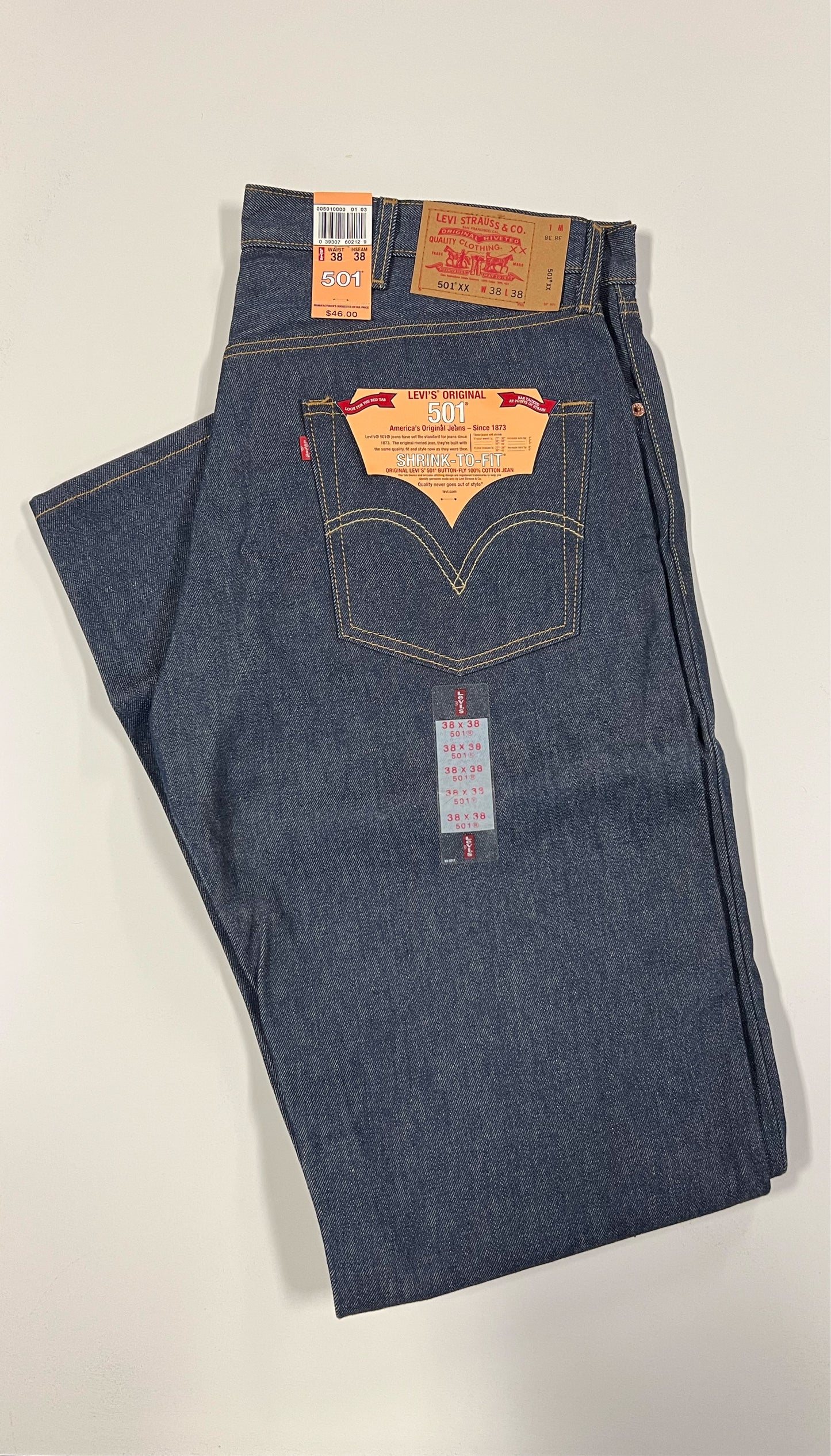LEVI’s 501xx 38x38 Shrink-to-fit Denim Jeans Deadstock