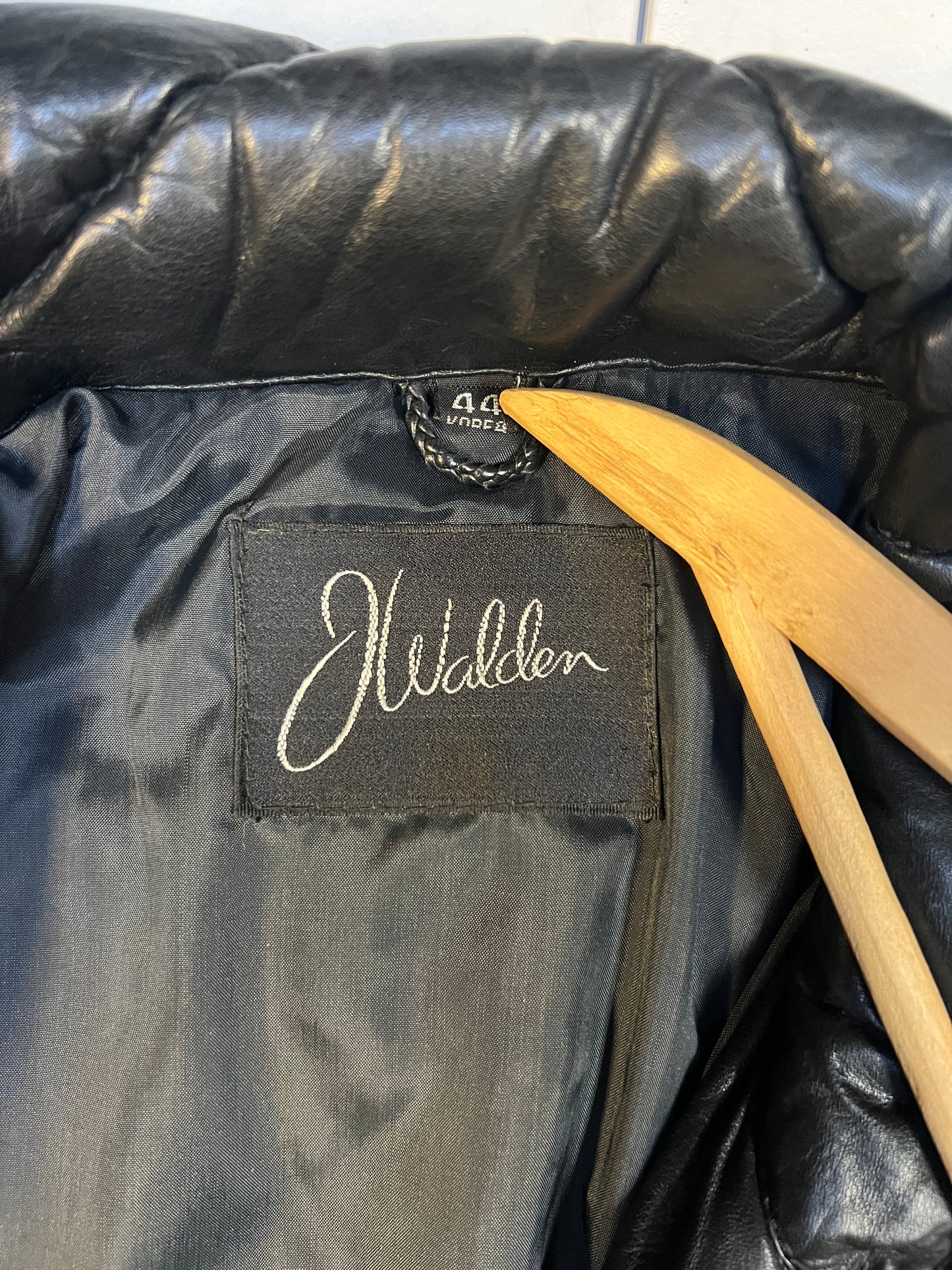 J Walden Puffy Black Leather Jacket 44