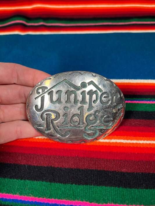 Navajo Sterling Silver Belt Buckle by Dennison Tsosie Juniper Ridge 4”